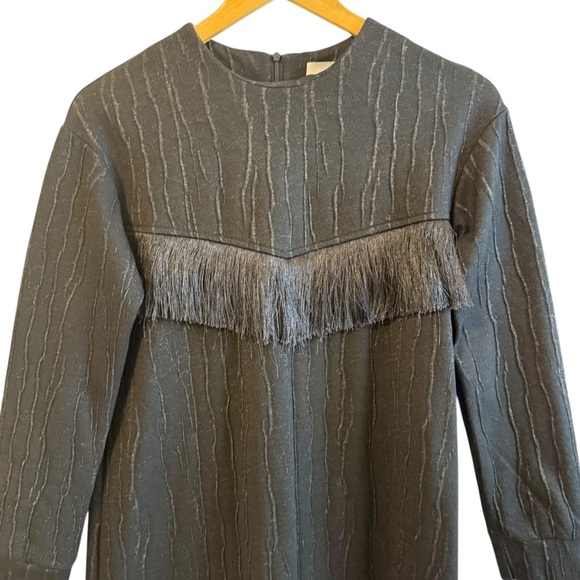 Vibe Black Knee Length Textured Dress w/ Fringe Detail Girls Size 16 - Picture 3 of 5